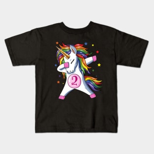 Dabbing Unicorn 2nd Birthday Kids T-Shirt